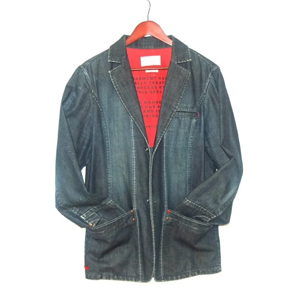 Indian Terrain 100% Cotton Vintage Jean Men's Jacket Coat Size Large - Picture 1 of 11